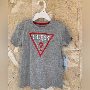 Guess Kids Heather Gray Tee with Red Triangle Logo